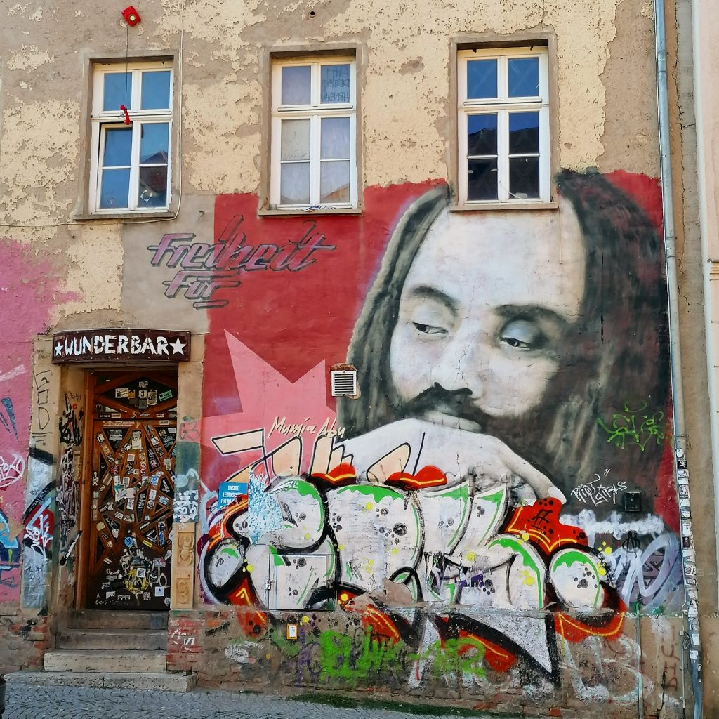 Streetart-Portrait in der Gerberstraße 3 in Weimar.